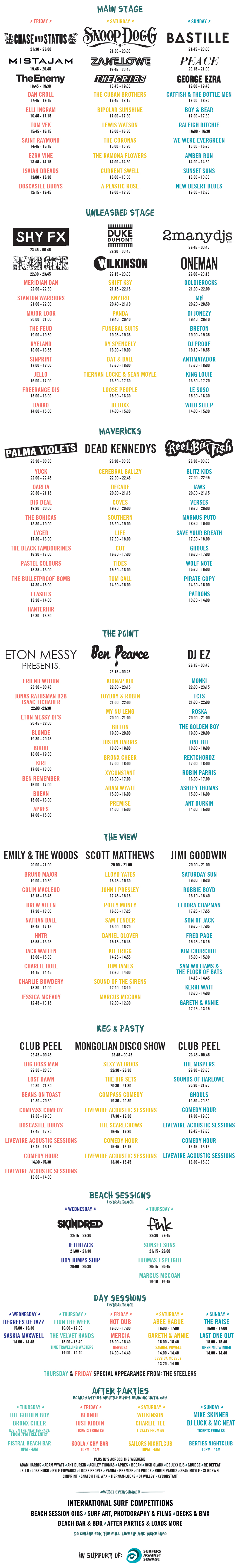 Line up for 2014 Boardmasters Festival Newquay