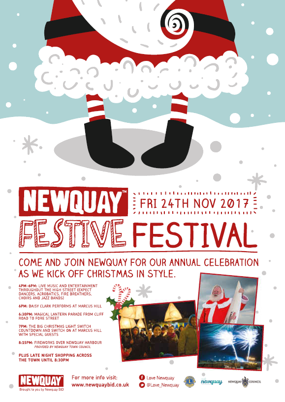 Newquay Festive Festival kicks off with a lantern parade, fireworks display and the switch on of the Newquay Christmas lights.
