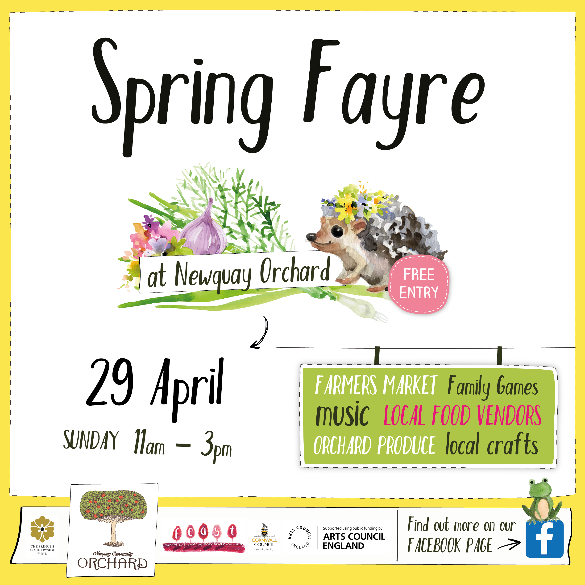 Join us for a celebration of all things spring at our Spring Fayre, on Sunday 29th April, 11am - 3pm. There will be a farmers market, craft stalls, yoga, talks, games and live music. Bring all the family, do your week's shop or just hang out and have a picnic.