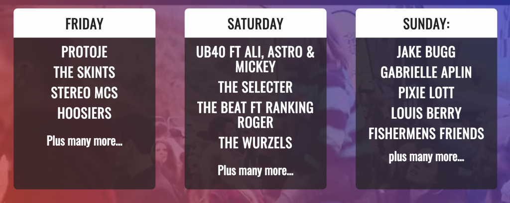 Line Up for 2018 Tunes in the Dunes – Hoosiers, Jake Bugg, Gabrielle Aplin and Pixie Lott are just some of the fantastic acts performing this year.